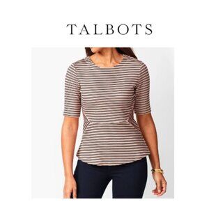NWT Talbot's Women's Plus Striped Short Sleeve Striped Peplum Top Size X